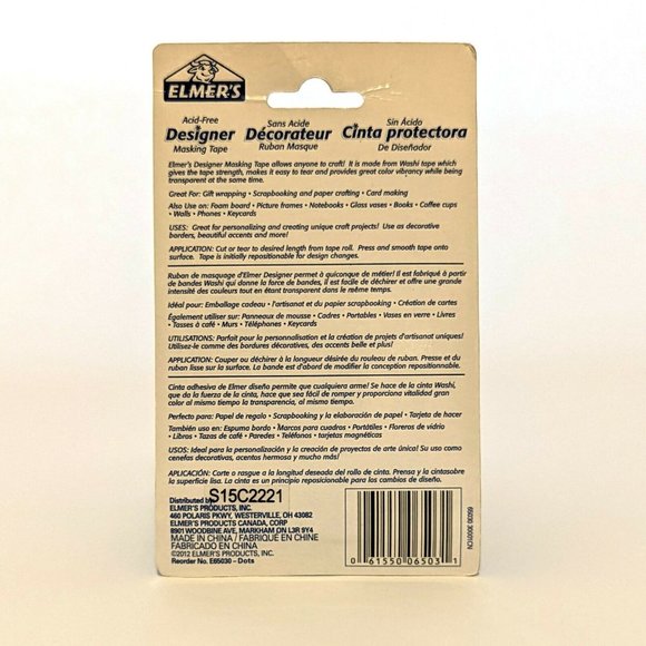 NEW Elmer's Designer Masking Tape Set of 3 / 3 Per Pack / 9 Total Misc. Patterns - Picture 5 of 7